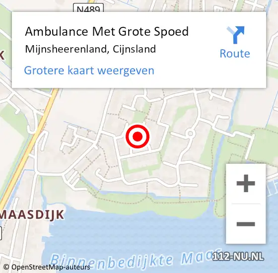 Locatie op kaart van de 112 melding: Ambulance Met Grote Spoed Naar Mijnsheerenland, Cijnsland op 20 februari 2018 01:31