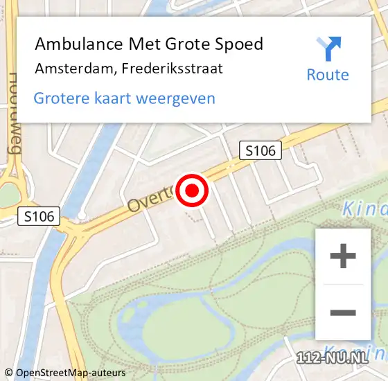 Locatie op kaart van de 112 melding: Ambulance Met Grote Spoed Naar Amsterdam, Frederiksstraat op 20 februari 2018 01:35