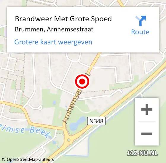 Locatie op kaart van de 112 melding: Brandweer Met Grote Spoed Naar Brummen, Arnhemsestraat op 20 februari 2018 05:04