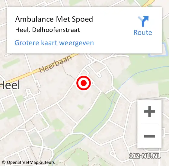 Locatie op kaart van de 112 melding: Ambulance Met Spoed Naar Heel, Delhoofenstraat op 20 februari 2018 06:07