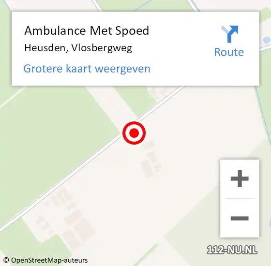 Locatie op kaart van de 112 melding: Ambulance Met Spoed Naar Heusden, Vlosbergweg op 20 februari 2018 07:03