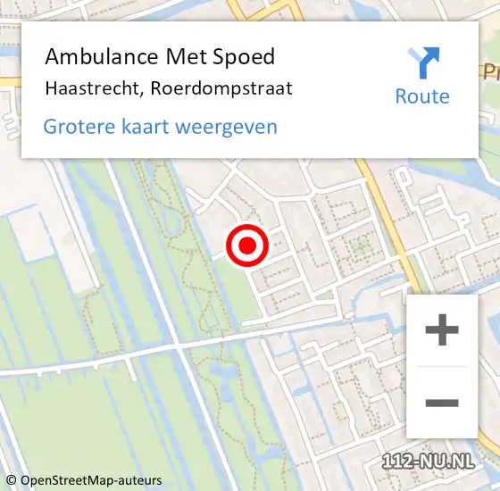 Locatie op kaart van de 112 melding: Ambulance Met Spoed Naar Haastrecht, Roerdompstraat op 20 februari 2018 07:28