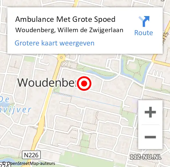 Locatie op kaart van de 112 melding: Ambulance Met Grote Spoed Naar Woudenberg, Willem de Zwijgerlaan op 20 februari 2018 07:55