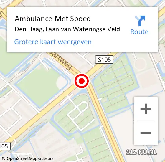 Locatie op kaart van de 112 melding: Ambulance Met Spoed Naar Den Haag, Laan van Wateringse Veld op 20 februari 2018 08:19