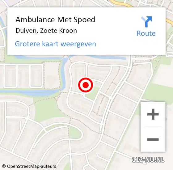 Locatie op kaart van de 112 melding: Ambulance Met Spoed Naar Duiven, Zoete Kroon op 20 februari 2018 08:54