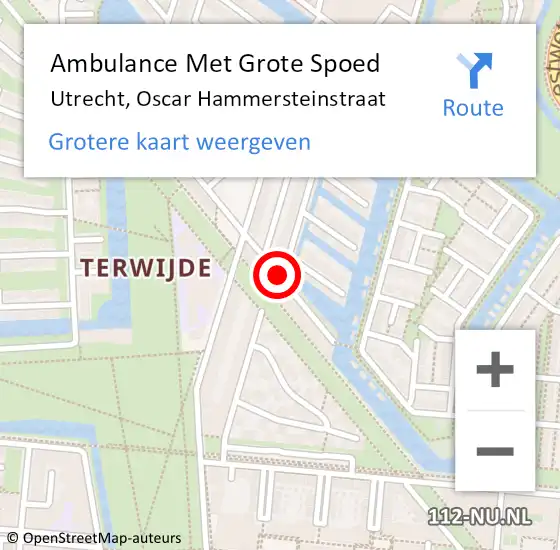 Locatie op kaart van de 112 melding: Ambulance Met Grote Spoed Naar Utrecht, Oscar Hammersteinstraat op 20 februari 2018 09:02