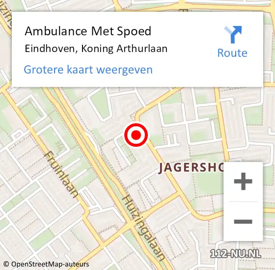 Locatie op kaart van de 112 melding: Ambulance Met Spoed Naar Eindhoven, Koning Arthurlaan op 20 februari 2018 09:08