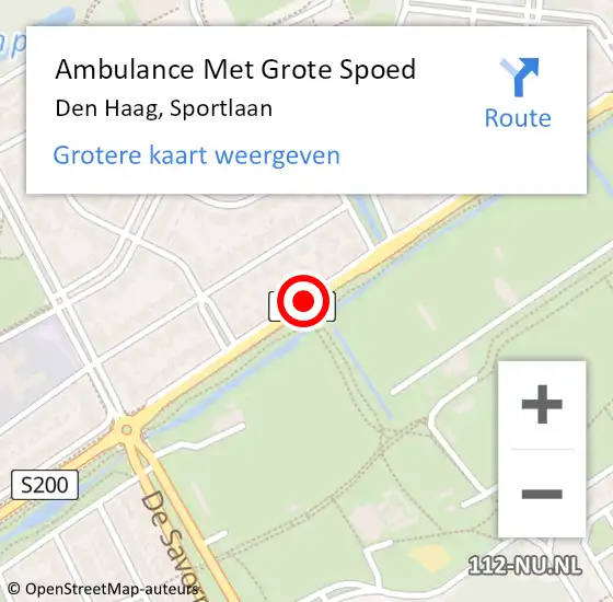 Locatie op kaart van de 112 melding: Ambulance Met Grote Spoed Naar Den Haag, Sportlaan op 20 februari 2018 09:17