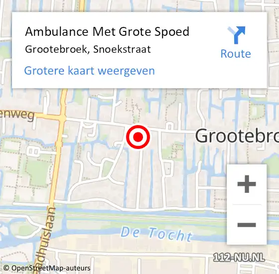 Locatie op kaart van de 112 melding: Ambulance Met Grote Spoed Naar Grootebroek, Snoekstraat op 20 februari 2018 09:26