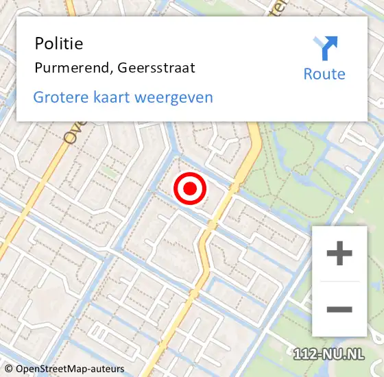 Locatie op kaart van de 112 melding: Politie Purmerend, Geersstraat op 20 februari 2018 09:30