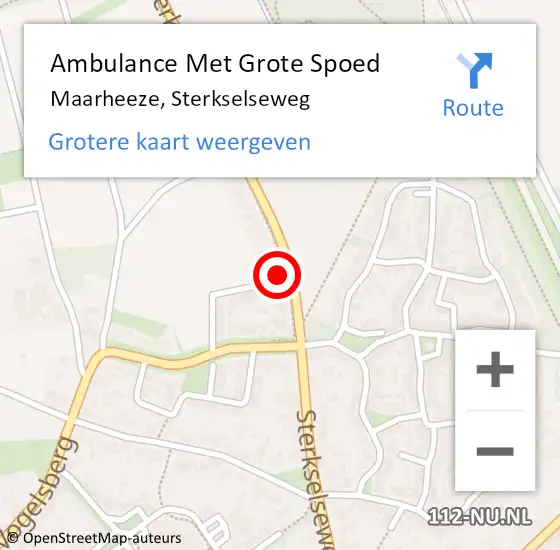 Locatie op kaart van de 112 melding: Ambulance Met Grote Spoed Naar Maarheeze, Sterkselseweg op 20 februari 2018 09:43