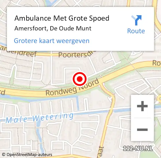 Locatie op kaart van de 112 melding: Ambulance Met Grote Spoed Naar Amersfoort, De Oude Munt op 20 februari 2018 10:01