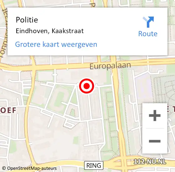 Locatie op kaart van de 112 melding: Politie Eindhoven, Kaakstraat op 20 februari 2018 10:25