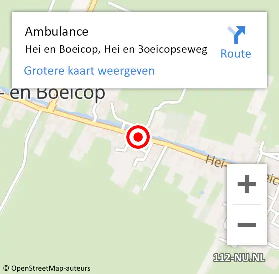 Locatie op kaart van de 112 melding: Ambulance Hei en Boeicop, Hei en Boeicopseweg op 20 februari 2018 10:27