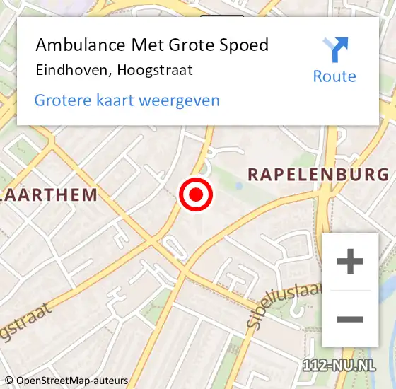 Locatie op kaart van de 112 melding: Ambulance Met Grote Spoed Naar Eindhoven, Hoogstraat op 20 februari 2018 10:27
