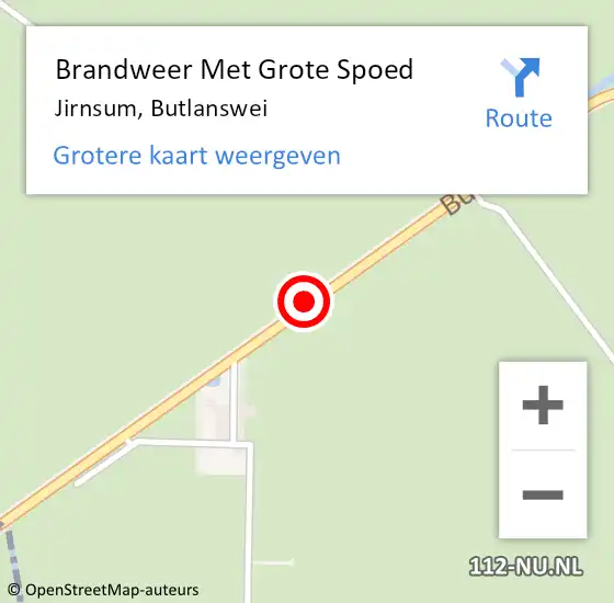 Locatie op kaart van de 112 melding: Brandweer Met Grote Spoed Naar Jirnsum, Butlanswei op 20 februari 2018 10:28