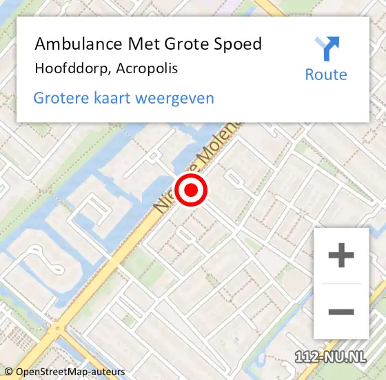 Locatie op kaart van de 112 melding: Ambulance Met Grote Spoed Naar Hoofddorp, Acropolis op 20 februari 2018 10:47