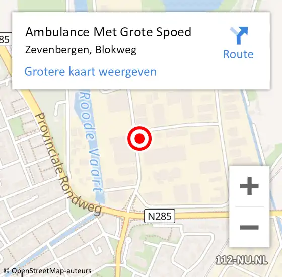 Locatie op kaart van de 112 melding: Ambulance Met Grote Spoed Naar Zevenbergen, Blokweg op 20 februari 2018 11:32