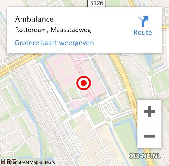 Locatie op kaart van de 112 melding: Ambulance Rotterdam, Maasstadweg op 20 februari 2018 11:57