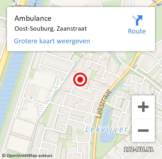 Locatie op kaart van de 112 melding: Ambulance Oost-Souburg, Zaanstraat op 20 februari 2018 12:13