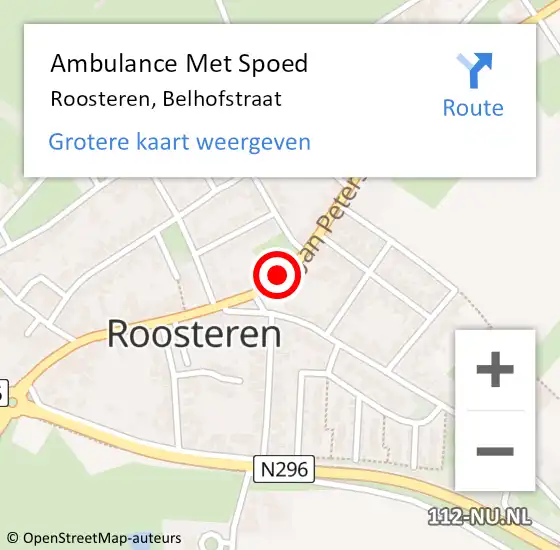 Locatie op kaart van de 112 melding: Ambulance Met Spoed Naar Roosteren, Belhofstraat op 20 februari 2018 12:28