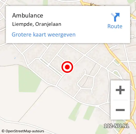 Locatie op kaart van de 112 melding: Ambulance Liempde, Oranjelaan op 20 februari 2018 13:01