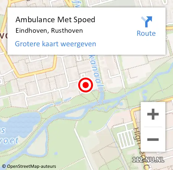 Locatie op kaart van de 112 melding: Ambulance Met Spoed Naar Eindhoven, Rusthoven op 20 februari 2018 13:01