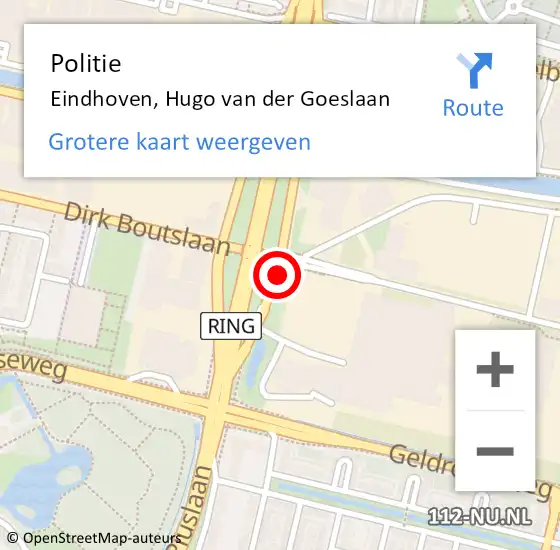 Locatie op kaart van de 112 melding: Politie Eindhoven, Hugo van der Goeslaan op 20 februari 2018 13:07