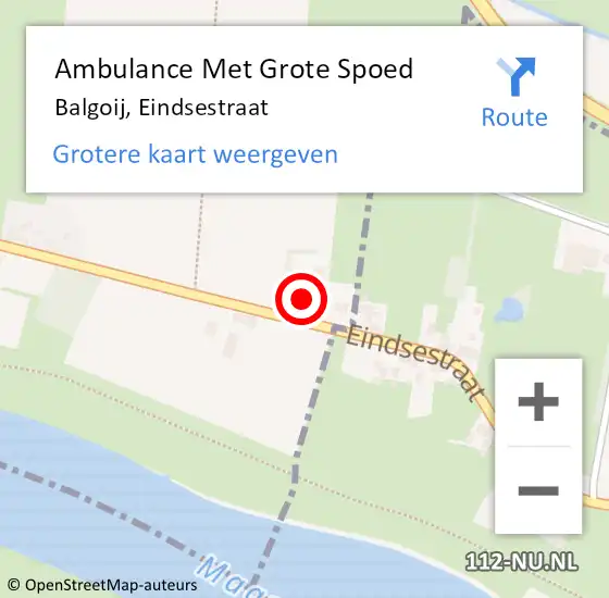 Locatie op kaart van de 112 melding: Ambulance Met Grote Spoed Naar Balgoij, Eindsestraat op 20 februari 2018 13:08