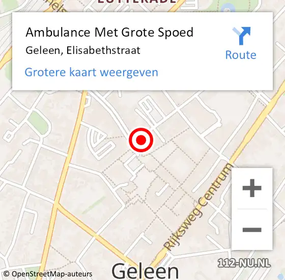 Locatie op kaart van de 112 melding: Ambulance Met Grote Spoed Naar Geleen, Elisabethstraat op 16 februari 2014 21:41