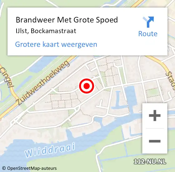 Locatie op kaart van de 112 melding: Brandweer Met Grote Spoed Naar IJlst, Bockamastraat op 20 februari 2018 13:54