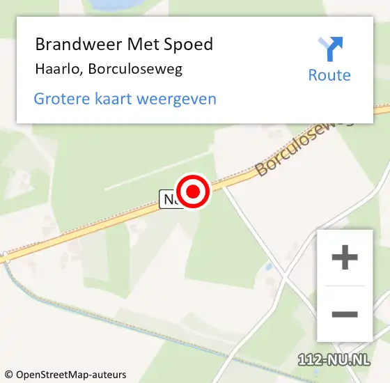 Locatie op kaart van de 112 melding: Brandweer Met Spoed Naar Haarlo, Borculoseweg op 20 februari 2018 13:56
