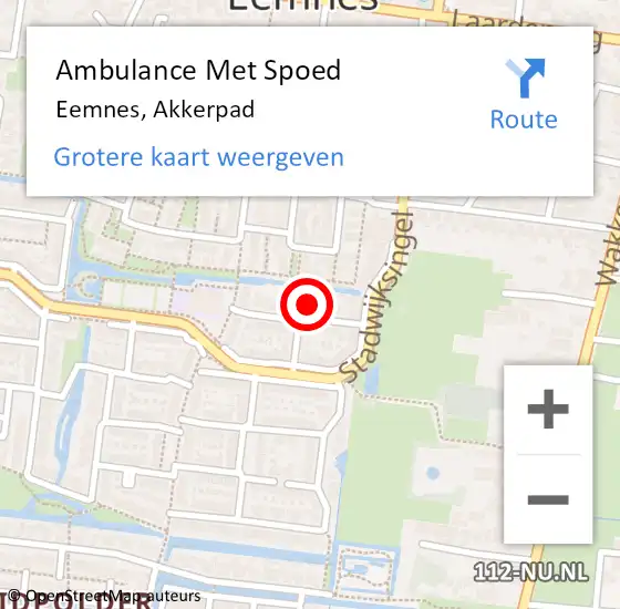 Locatie op kaart van de 112 melding: Ambulance Met Spoed Naar Eemnes, Akkerpad op 20 februari 2018 14:42