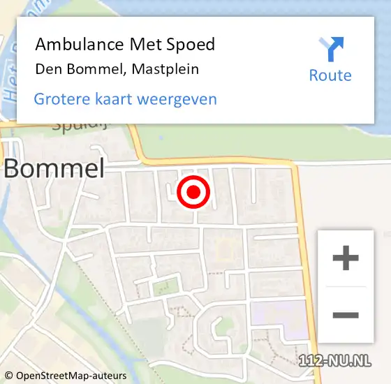 Locatie op kaart van de 112 melding: Ambulance Met Spoed Naar Den Bommel, Mastplein op 20 februari 2018 14:59