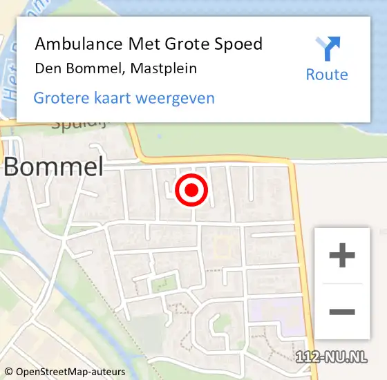 Locatie op kaart van de 112 melding: Ambulance Met Grote Spoed Naar Den Bommel, Mastplein op 20 februari 2018 15:09