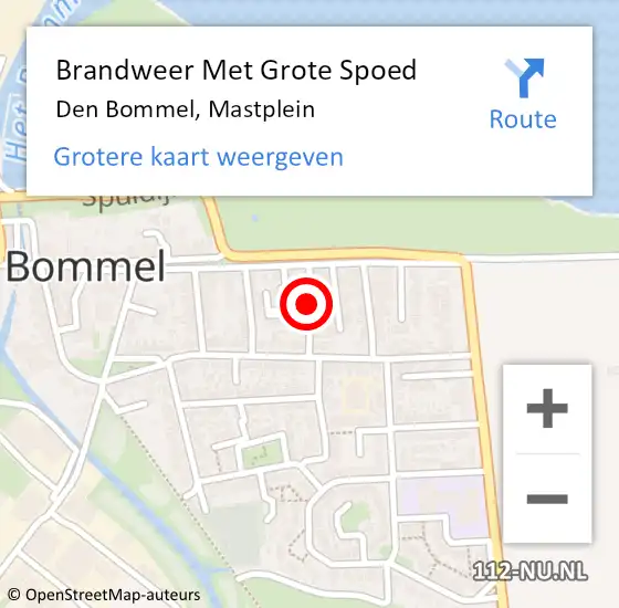 Locatie op kaart van de 112 melding: Brandweer Met Grote Spoed Naar Den Bommel, Mastplein op 20 februari 2018 15:10