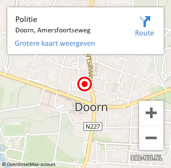 Locatie op kaart van de 112 melding: Politie Doorn, Amersfoortseweg op 20 februari 2018 15:16