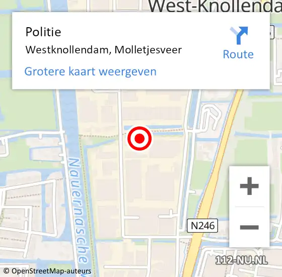 Locatie op kaart van de 112 melding: Politie Westknollendam, Molletjesveer op 20 februari 2018 15:38