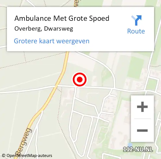 Locatie op kaart van de 112 melding: Ambulance Met Grote Spoed Naar Overberg, Dwarsweg op 20 februari 2018 15:39