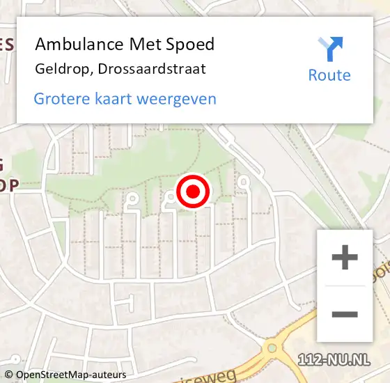 Locatie op kaart van de 112 melding: Ambulance Met Spoed Naar Geldrop, Drossaardstraat op 20 februari 2018 15:55