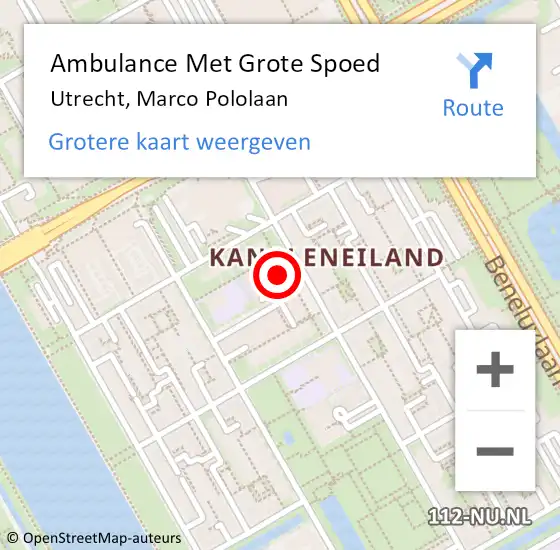 Locatie op kaart van de 112 melding: Ambulance Met Grote Spoed Naar Utrecht, Marco Pololaan op 20 februari 2018 16:23