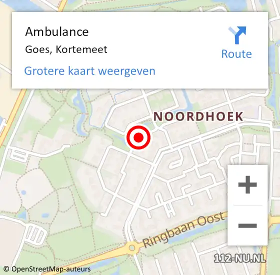 Locatie op kaart van de 112 melding: Ambulance Goes, Kortemeet op 20 februari 2018 16:33