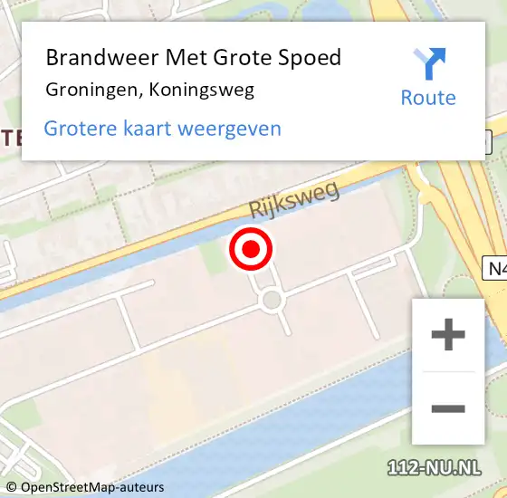 Locatie op kaart van de 112 melding: Brandweer Met Grote Spoed Naar Groningen, Koningsweg op 16 februari 2014 22:13