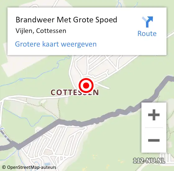 Locatie op kaart van de 112 melding: Brandweer Met Grote Spoed Naar Vijlen, Cottessen op 20 februari 2018 16:41