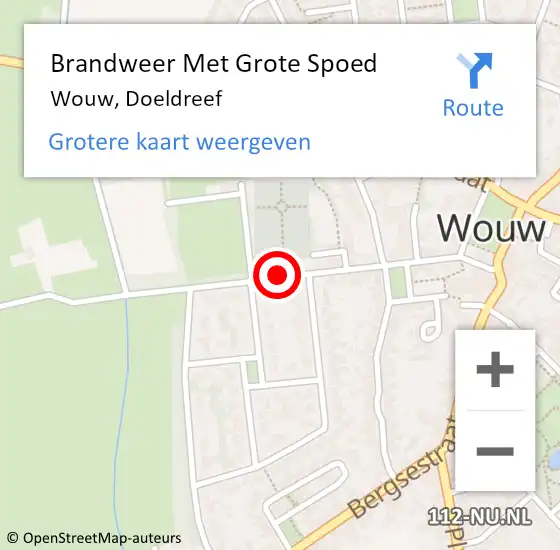 Locatie op kaart van de 112 melding: Brandweer Met Grote Spoed Naar Wouw, Doeldreef op 20 februari 2018 17:05