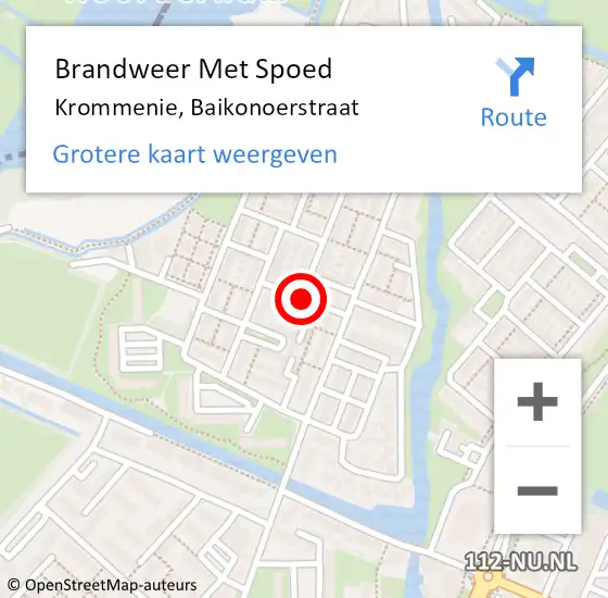 Locatie op kaart van de 112 melding: Brandweer Met Spoed Naar Krommenie, Baikonoerstraat op 20 februari 2018 17:07