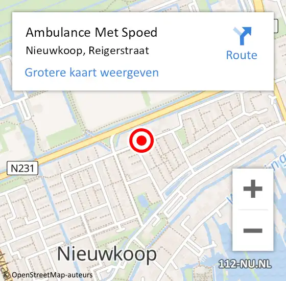 Locatie op kaart van de 112 melding: Ambulance Met Spoed Naar Nieuwkoop, Reigerstraat op 20 februari 2018 17:07