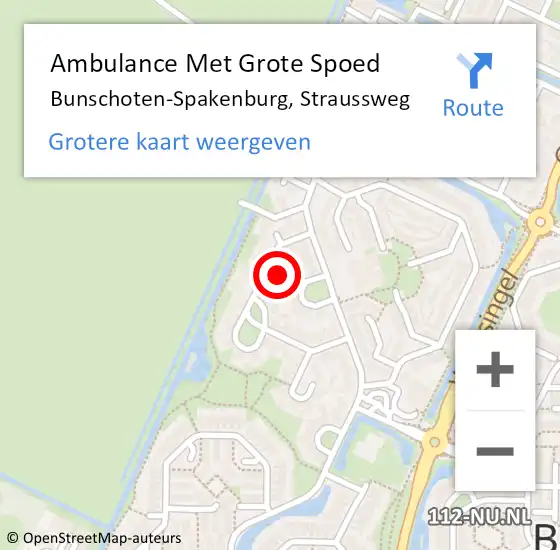 Locatie op kaart van de 112 melding: Ambulance Met Grote Spoed Naar Bunschoten-Spakenburg, Straussweg op 20 februari 2018 17:22