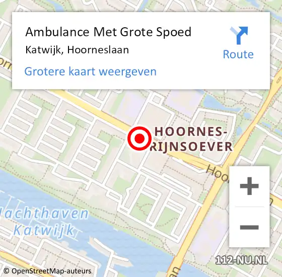 Locatie op kaart van de 112 melding: Ambulance Met Grote Spoed Naar Katwijk, Hoorneslaan op 20 februari 2018 17:27