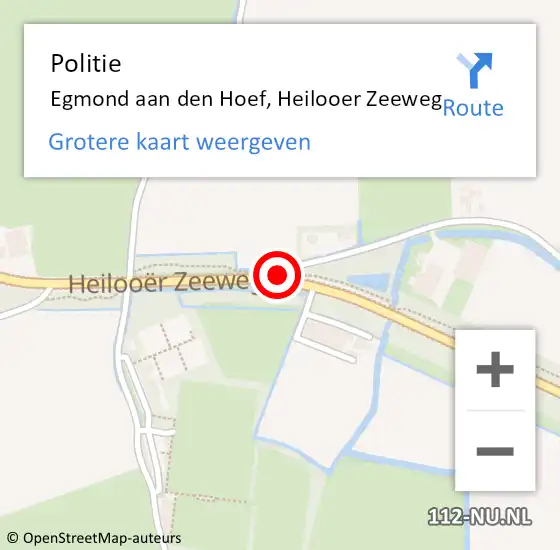 Locatie op kaart van de 112 melding: Politie Egmond aan den Hoef, Heilooer Zeeweg op 20 februari 2018 17:32